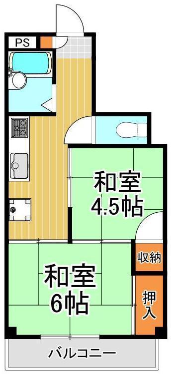 ハマースミス(2K/3階)の間取り写真