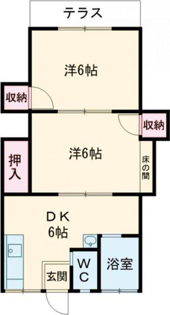 ベルココア3(2DK/1階)の間取り写真