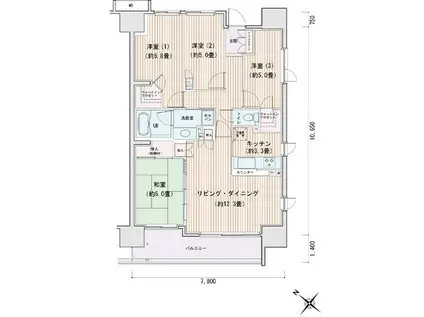 エスティメゾン豊洲レジデンスA棟(4LDK/3階)の間取り写真
