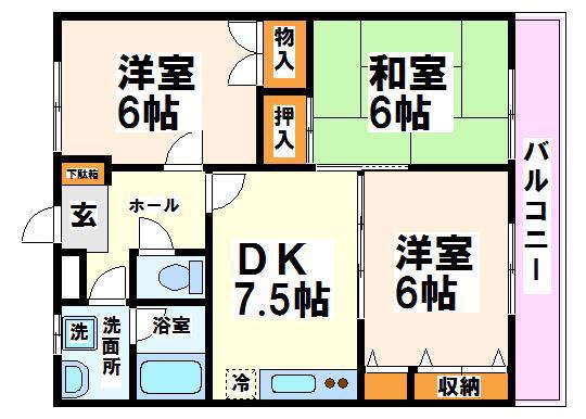 エクセル府中(3DK/3階)の間取り写真