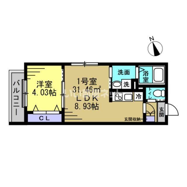 YSA薬園台(1LDK/1階)の間取り写真