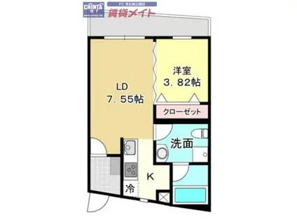 GARDEN HOUSE 大谷町II(ワンルーム/2階)の間取り写真