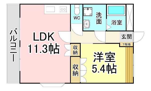 ボンヌール植田(1LDK/1階)の間取り写真