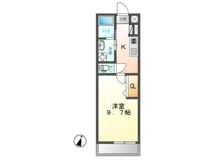ブリッサ陣場(1K/2階)の間取り写真