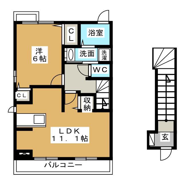 ダンデライオン ヒル II(1LDK/2階)の間取り写真