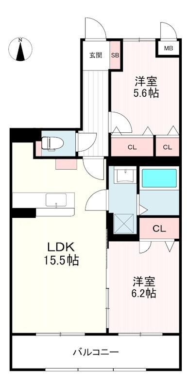 ステラ有田(2LDK/3階)の間取り写真