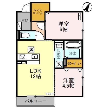 D-RESIDENCE諸江町CORAZON(2LDK/1階)の間取り写真