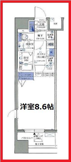アイシンフォニー三ノ輪(1K/10階)の間取り写真