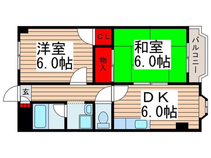 メゾン北小岩(2DK/2階)の間取り写真