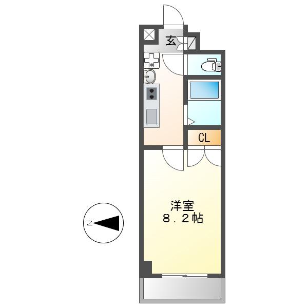 プログレッソ鶴舞(1K/8階)の間取り写真
