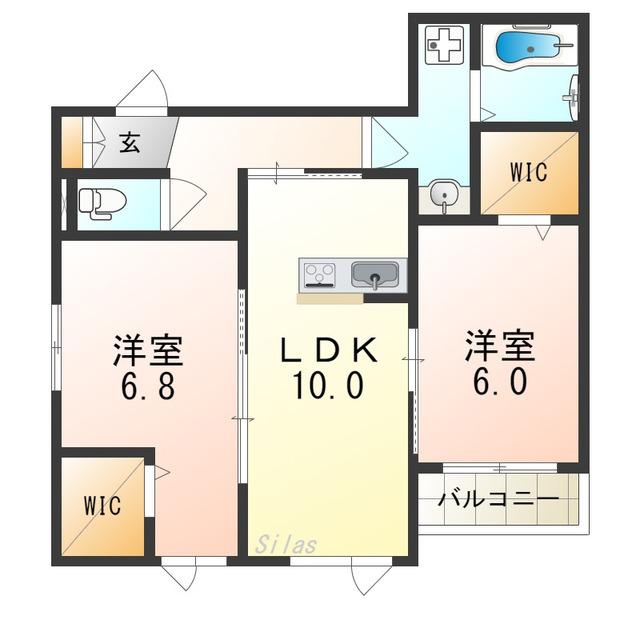 LA CASA SIESTAII(2LDK/2階)の間取り写真