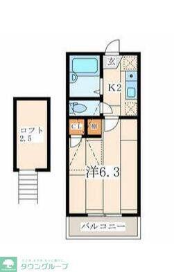 セントレジス新横浜(1K/2階)の間取り写真