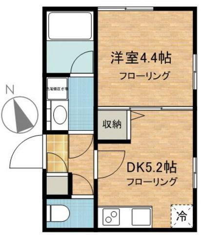 ラ・ヴィータ東馬込(1DK/1階)の間取り写真