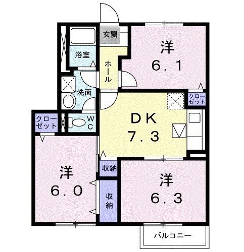 青空館C(3DK/1階)の間取り写真