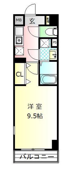 GRANDE MUKAI R(1K/2階)の間取り写真