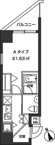 レジディア虎ノ門(1K/5階)の間取り写真