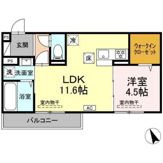 セジュールST A棟(1LDK/1階)の間取り写真