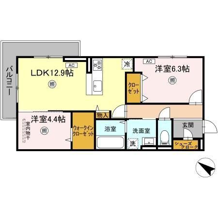 D-ROOM羽屋(2LDK/3階)の間取り写真