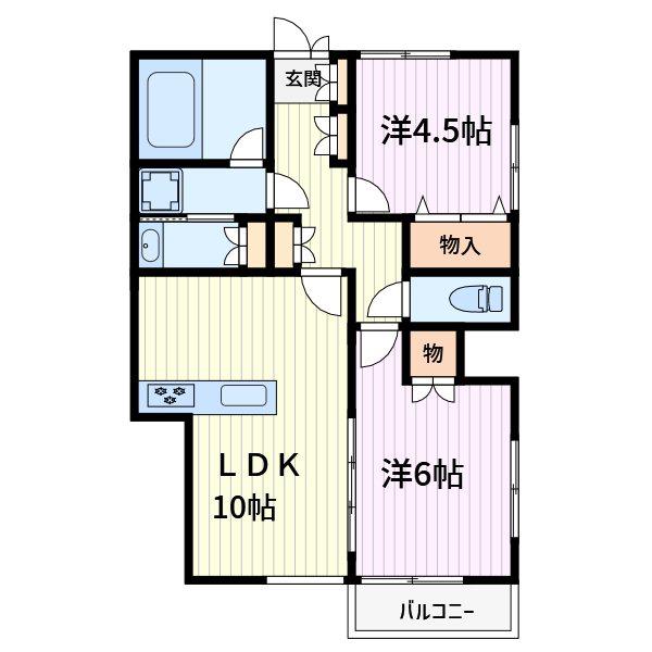 メイプル南(2LDK/1階)の間取り写真
