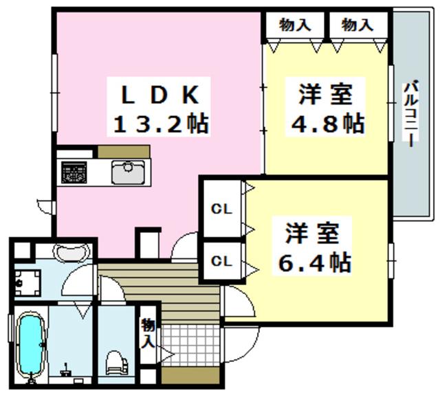 セジュール蔵(2LDK/1階)の間取り写真