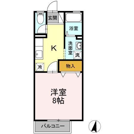 セジュール赤松(1K/1階)の間取り写真