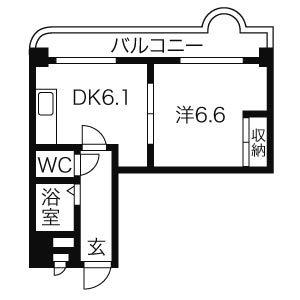 エンドレスリバーサイド(1DK/2階)の間取り写真