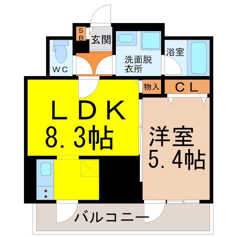 プレミアムコート葵(1LDK/7階)の間取り写真
