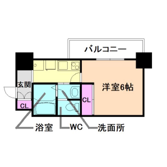 セルン新町(1K/3階)の間取り写真