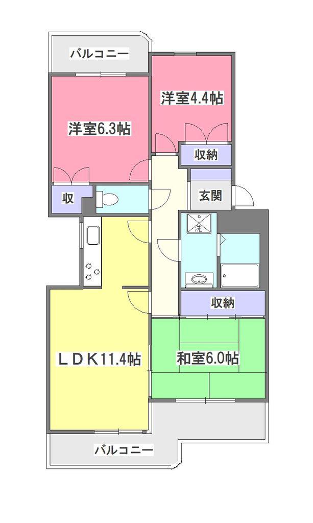 メゾン白亜館(3LDK/3階)の間取り写真