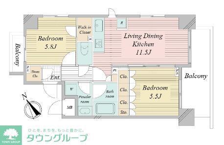 アクティ東仲通(2LDK/3階)の間取り写真