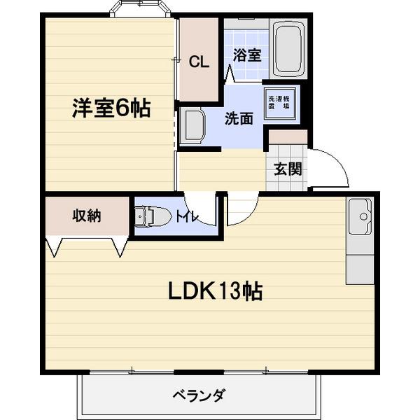 ウィンディア今堀(1LDK/1階)の間取り写真