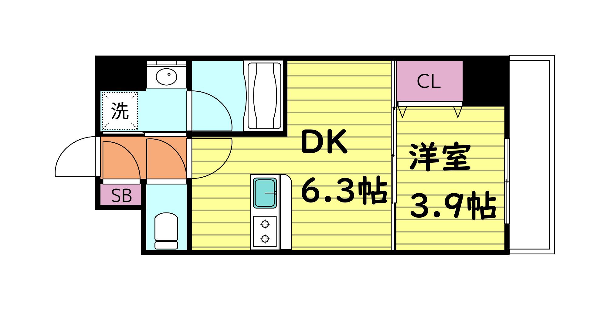 ヴィーナス今里(1DK/8階)の間取り写真