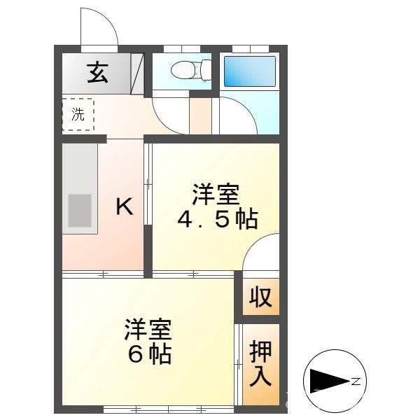 みのり荘(2K/2階)の間取り写真