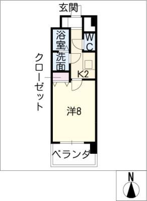 京屋ビル(1K/8階)の間取り写真