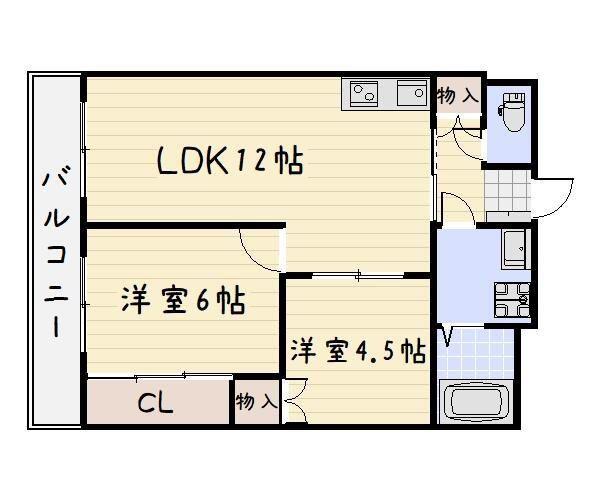 黄金ハイツ(2LDK/4階)の間取り写真