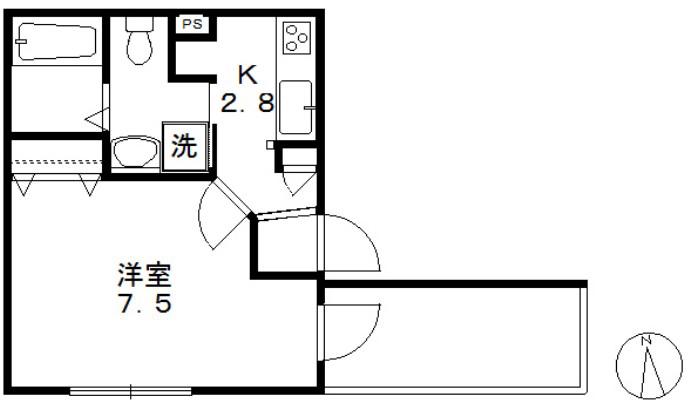 メゾン・ド・芝(1K/4階)の間取り写真