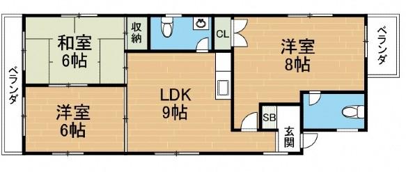 エリガント リ(3DK/3階)の間取り写真