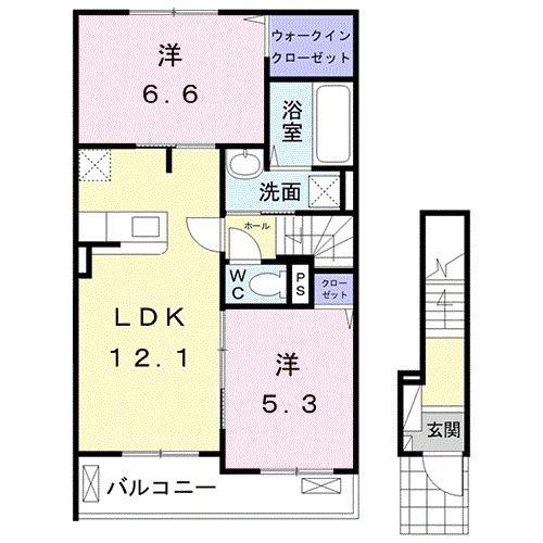 ブルー バード(2LDK/2階)の間取り写真
