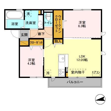GRANDBONHEUR(2LDK/3階)の間取り写真