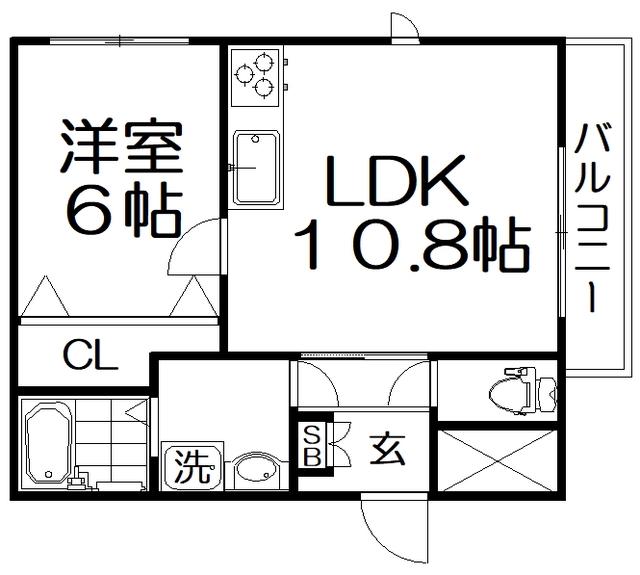 グランコスモ交野(1LDK/3階)の間取り写真