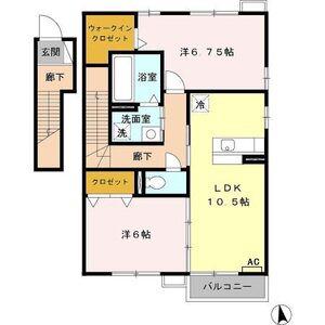 イースト COURT(2LDK/2階)の間取り写真