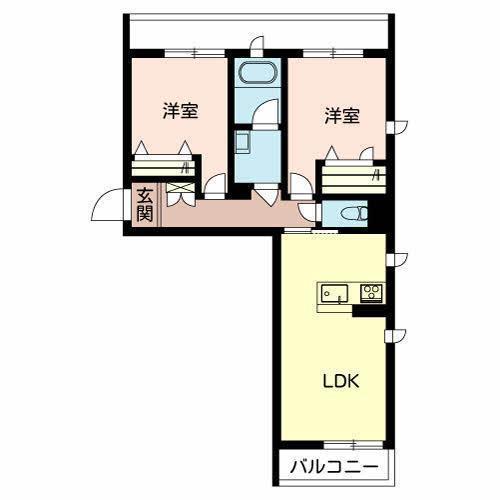 シャーメゾン山王ヒルズA(2LDK/1階)の間取り写真