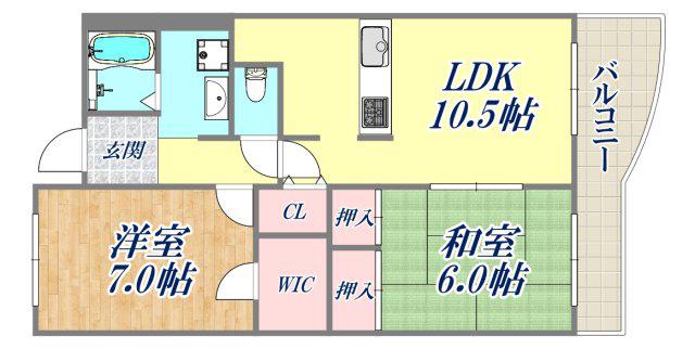アップルロード(2LDK/1階)の間取り写真
