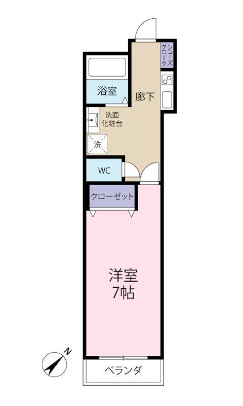 パサージュ東本町(1K/5階)の間取り写真