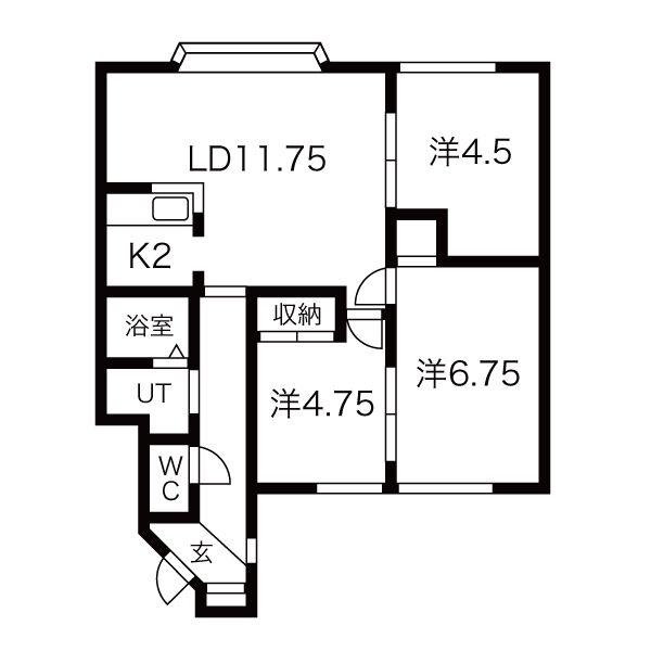 ヴィラ船見坂A棟(3LDK/1階)の間取り写真