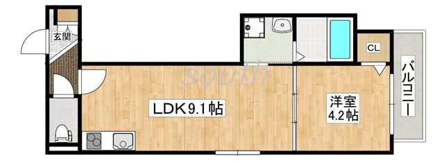GRANDIR小路(1LDK/1階)の間取り写真
