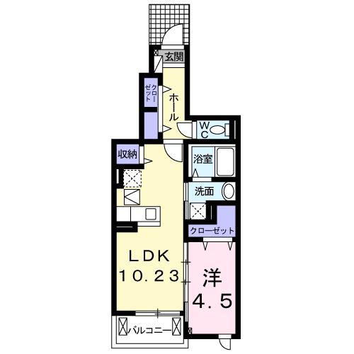ヴィラベルデ背戸山(1LDK/1階)の間取り写真