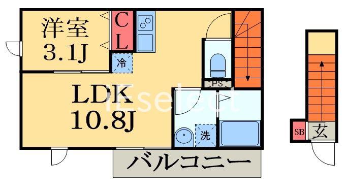 TOSHO ウエスト 幕張(1LDK/2階)の間取り写真