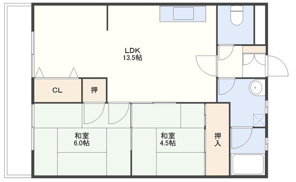 ハイツ吉村(2LDK/3階)の間取り写真