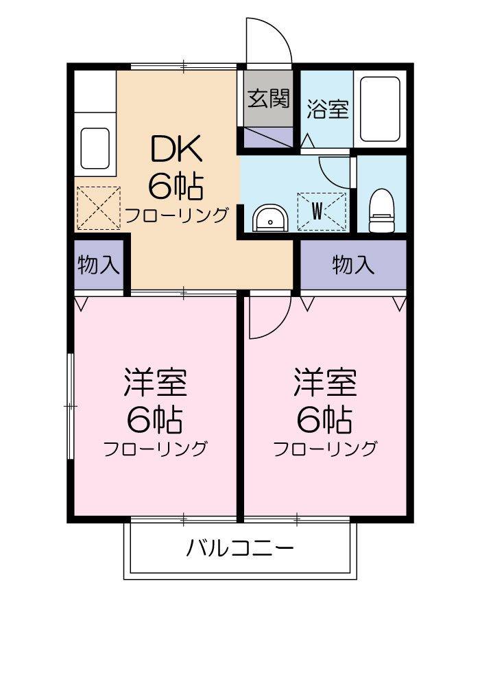 リバーストーンエイト(2DK/2階)の間取り写真